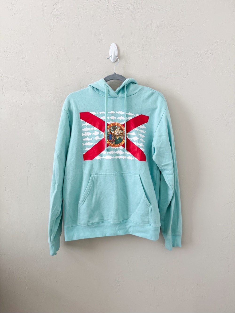 Columbia Men's Light Aqua Hoodie with Florida Crest/Flag Graphic